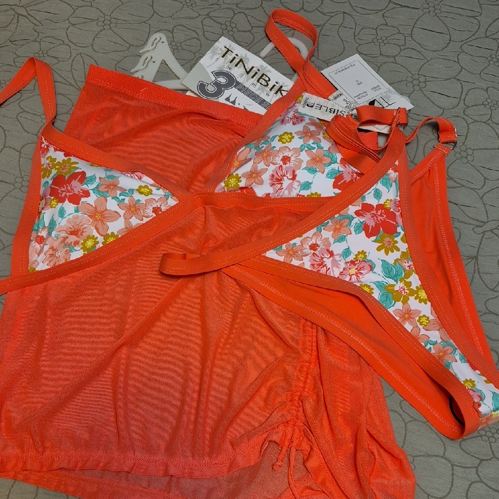 TiniBikini Floral and Orange Bikini Set